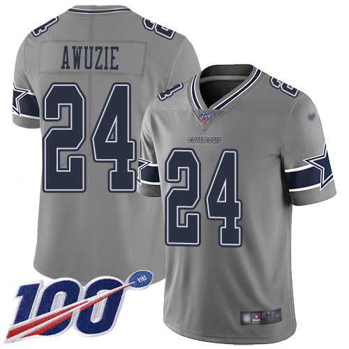 Men Dallas Cowboys Limited Gray Chidobe Awuzie #24 100th Season Inverted Legend NFL Jersey->dallas cowboys->NFL Jersey